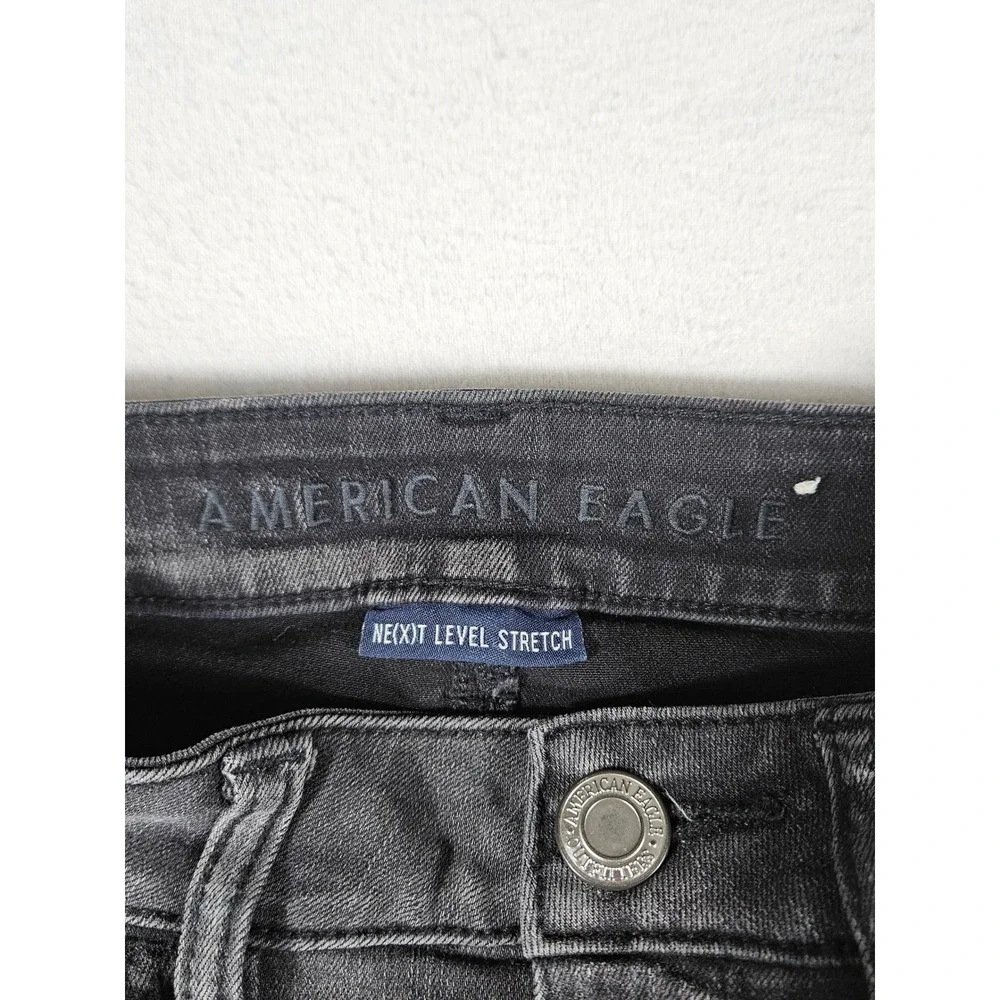 American Eagle Hi-Rise Jegging Black Distressed Ripped Skinny Jeans Size 0 Reg